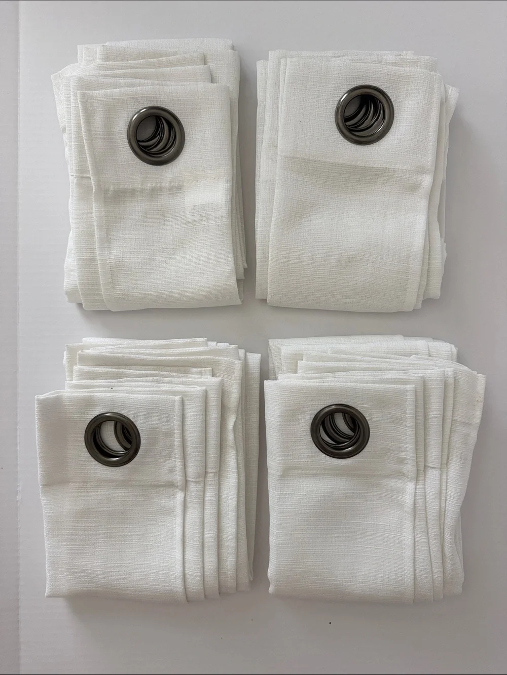White Linen-Texture Grommet Curtains 84” - Set of 4